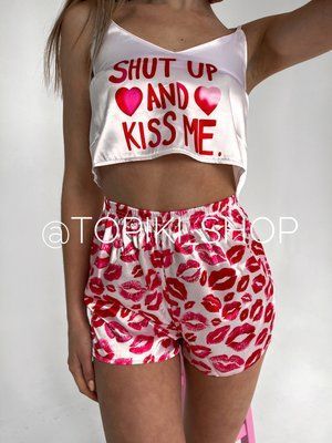 Атласна піжама Shut up and kiss me 14-shutup-M фото