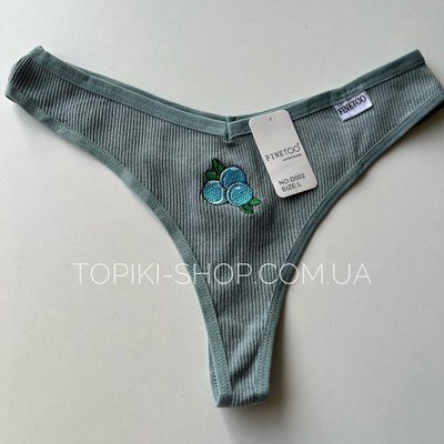 Котонові стрінги з нашивкою D002-XL-Блакитний фото